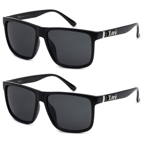 Image of Locs 2-Pack Sunglasses - Flat Top Hardcore Shades Series - Maximum Legal Driving Darkness