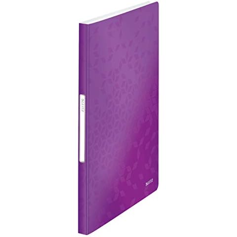 Leitz A4 Display Book, 40 Pockets, 80 Sheet Capacity, Transparent Pockets, Purple, WOW Range, 46320062 Cover
