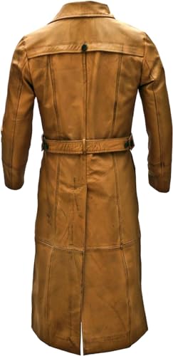 Men’s Brown Lambskin Leather Trench Coat – Full-Length Belted Overcoat | Handcrafted Duster Jacket3