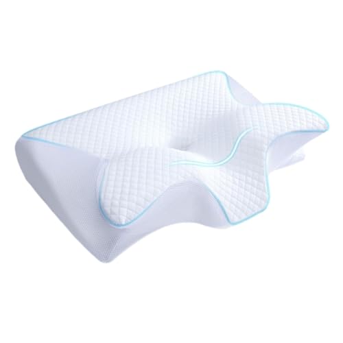 Almohada ortopédica de espuma viscoelástica cervical ergonómica para soporte de cuello, ideal para ronquidos y apnea del sueño, adecuada para personas que duermen de lado y de espalda