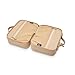 ETOILE - Small Twin Cosmetic Case Beige - Dual Compartment Cosmetic Beauty Organizer & Toiletry Case