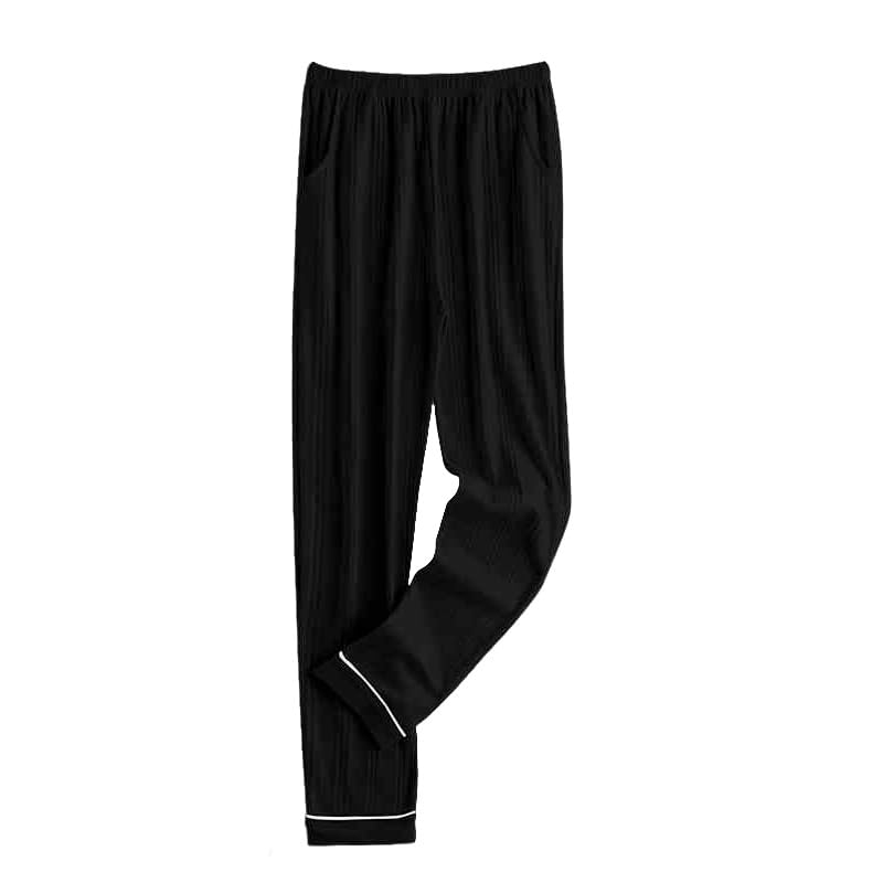 Bas de pyjama femmes coton doux noir ample avec poches pantalon nuit