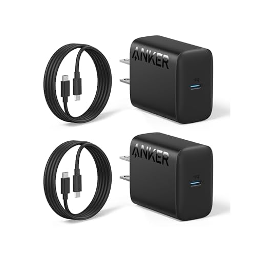 25W USB-C Super Fast Charger, Anker Charger (Non-Foldable) with USB-C Cable, Supports PPS Fast Charging for Samsung Galaxy S23 Ultra/S23+/S23/S22/S21/S20/Note 20, and More (2-Pack 5 ft Cable