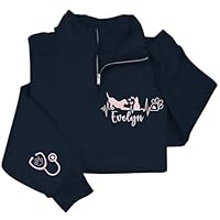 Personalized Embroidered Vet Tech Sweatshirt, Custom Veterinary Technician Shirt Hoodie, Gifts for RVT, Custom Vet Tech Week Gifts, Personalized Veterinary Technician Quarter Zip Sweatshirt 02