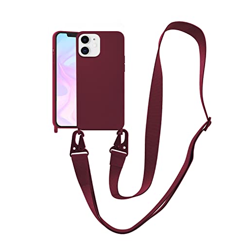 Image of Compatible with iPhone 15 Plus Case with Lanyard Crossbody iPhone Case with Strap Adjustable Shockproof Drop Protection Silicone Phone Cover for iPhone 15 Plus 6.7'' Plum