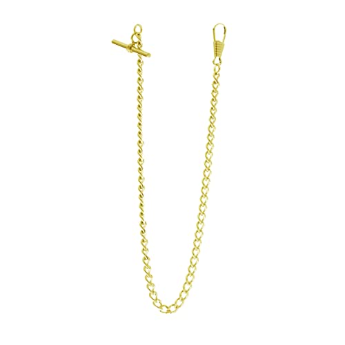 NOLITOY Vintage Metal Pocket Watch Chain with T Bar Buckle Golden Watch Chain for Men Women Versatile Accessory for Suits Belts