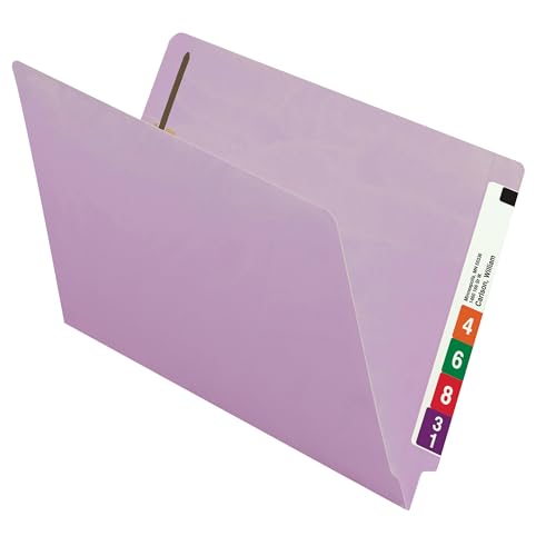 Smead Shelf-Master® - Carpeta de archivos con cierre de pestaña final, pestaña reforzada de corte recto, 2 sujetadores, tamaño legal, lavanda, 50 por caja (28540)