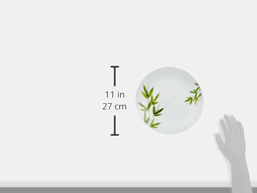 Image of Larah by Borosil Bamboo Leaves Fluted Series Opalware Dinner Set | 12 Pieces for Family of 4 | Microwave & Dishwasher Safe | Bone-Ash Free | Crockery Set for Dining & Gifting | Plates & Bowls | White