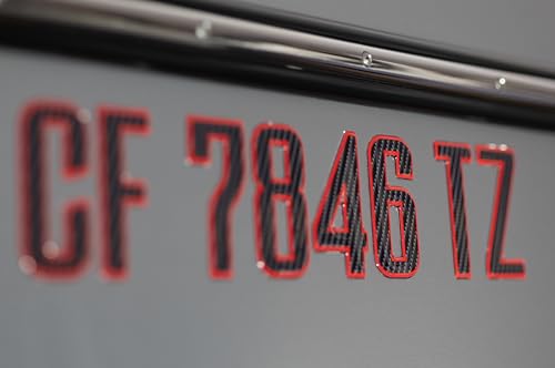 Boat Registration Stickers - Domed Carbon Fiber Numbers with Red Outline