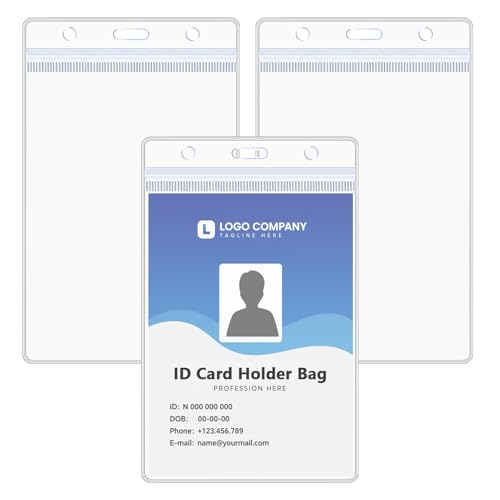 Sahunfri Lot de 3 porte-badges A7 78 x 110 mm – Pour carte d'étudiant, carte d'identité et cartes de crédit, en plastique PVC, résistant à la poussière, à la saleté et à l'eau, réutilisables, avec