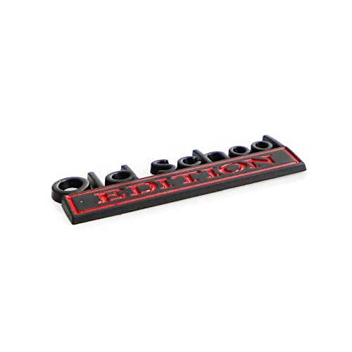 Image of 2 Pcs Old School Edition Emblem 3D Metal Badge Decal Sticker Fit for Universal Car Truck SUV Side Rear Front Hood Trunk Door (Black Red)