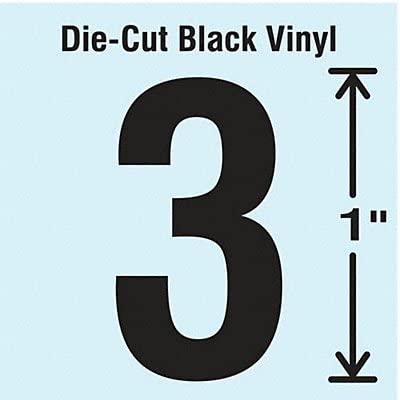 Die Cut Number Label, 3, 10 Cards, PK10