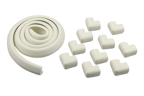 Image of Wonderland Corner Protector Baby Proofing, Soft Rubber Foam Corner Protector Guards, Kitchen & Furniture Corner Guard, Edge Safety Bumpers, 3M Adhesive (19.5ft Long Plus 10 Corners) (White)