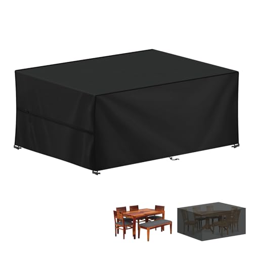 LAMUNI Housse pour Mobilier de Jardin, 420D Oxford Bâche Table de Jardin, Imperméable Housse Table Jardin Bache de Protection Exterieur Salon de Jardin pour...