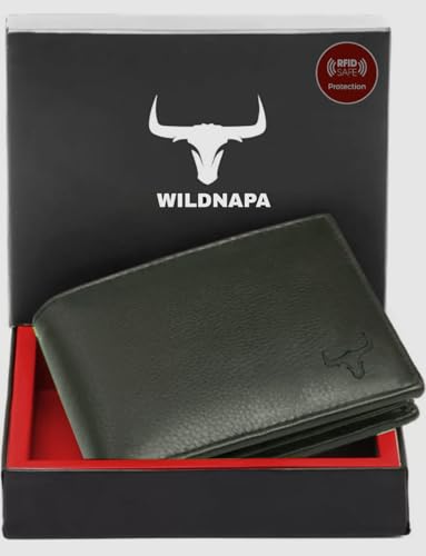 Image of WILD NAPA RFID Protected Brown Genuine Leather Wallets for Men (G-Green)