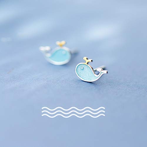 Ms.Swan - Orecchini a cerchio in argento sterling 925, con zirconi blu, a forma di stella, piccoli, per donne, ragazze e bambini, Argento sterling