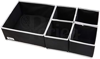 Periea UK Drawer Organiser Divider Foldable Bedroom Dresser Drawer Storage Boxes  Individual Organizers or Packs (Grey, 2 Large Boxes)