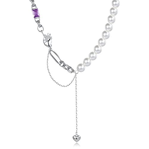 Chaîne de perles anti-ternissement et câble plat avec pendentif cœur