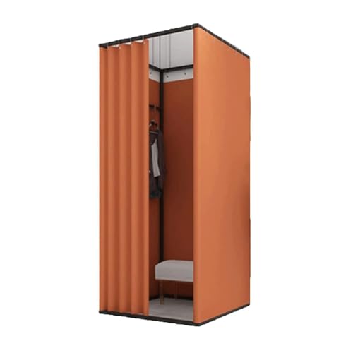 SIAMZYWV Dressing Room Movable Fitting Room Square Changing Room with Shading Curtain and Hook Up Temporary Clothing Store Metal Dressing Room Save Space