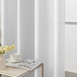 Ystyle Wewnętrzne Zasłony 2 Sztuki, 140x260 CM, Eleganckie Nowoczesne Zasłona Welonowe, Firanki Z Oczkami, Do Sypialni, Salonu, Czystym Kolorze, Przewiewne I Przepuszczające Światło, Biały