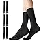 Hybursky Tabi Flip Flop Socks for Men Women 3 Pairs Anti-Slip Cotton Split Toe Socks Mid-calf Length Unisex Shinobu Cosplay Extra Sock for Workout Travel Sports, Black