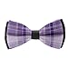 WUXEKZO Men's Boys Pre-Tied Bow Tie for Party, Festivals, Graduation, Fashion Purple Tartan Plaid Scottish Pattern Creative Cravat Necktie