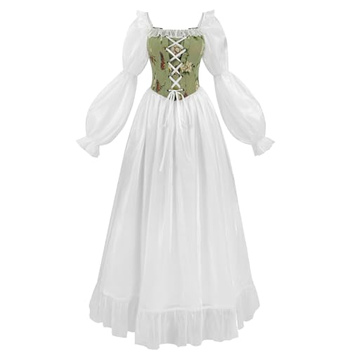 NSPSTT Victorian Renaissance Dress Green Medieval Costume L