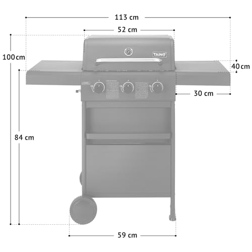 Foto von TAINO COMPACT Gasgrill Grillwagen Griller BBQ Edelstahl-Brenner Gas-Grill schwarz Balkon City (3+0, Schwarz)