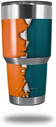 Calcomanía de piel para vaso Yeti Rambler de 30 onzas, colores rasgados, naranja, verde espuma de mar (vaso no incluido)