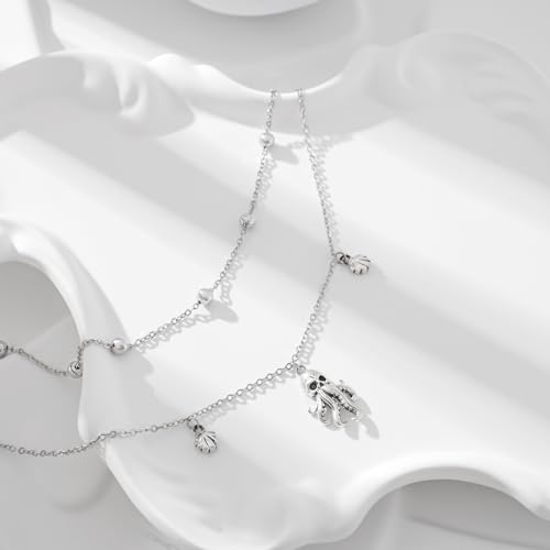 Image of CHIC & ARTSY 925 Sterling Silver Ankle Bracelets for Women, Adjustable Layered Foot Chains with Nature & Symbol Charms, Lightweight Comfort Fit Boho Beach Everyday Jewelry