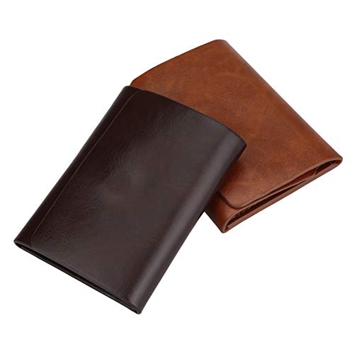 Houshome Carteira Moda Masculina com Clip de Dinheiro Curta de Couro Genuíno Titular de Cartão Trifo