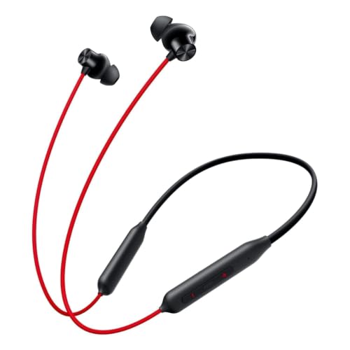 Image of Bluetooth Wireless in-Ear Neckband Earphones with Mic, 12.4mm Dynamic Drivers, Up to 30 Hours Playtime, Fast Charging, IPX Water & Dust Resistance, Deep Bass, Type-C, ENC Calling (Crimson Eclipse)