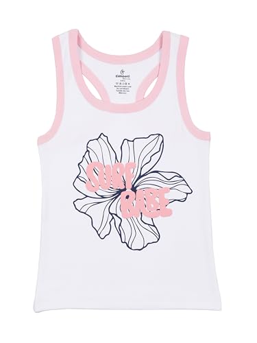 Image of KiddoPanti Girls Chest Printed Sleeveless Rib Racer Back Tank Top