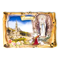 Catholic Gift Shop Ltd Lourdes Apparitions 2D Wall Plaque - with a Lourdes Prayer Card.