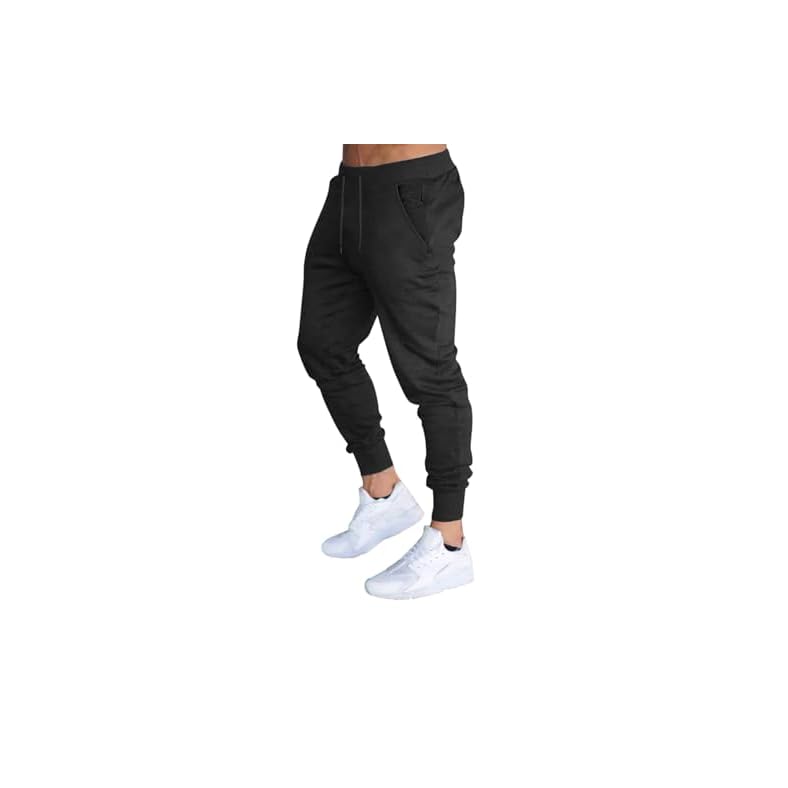 BUXKR Men’s Slim Joggers Workout Pants for Gym Running and Bodybuilding Athletic Bottom Sweatpants with Deep Pockets
