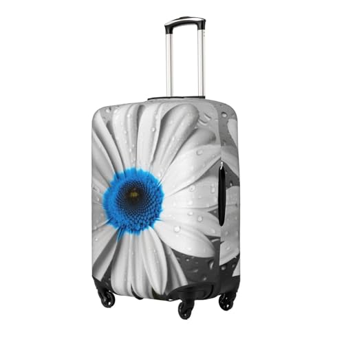 Travel Luggage Cover White Blue Daisy Suitcase Protector Anti-Scratch Washable Baggage Covers Elastic Suitcase Cover Tsa Approved Baggage Protector Fit 18-32 Inch Luggage2