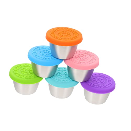 FUNOMOCYA 6pcs Stainless Steel Dipping Sauce Cups Reusable Mini Sauce Storage Cups