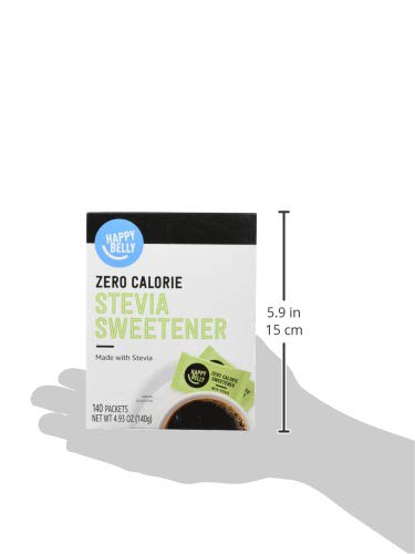 Amazon Brand - Happy Belly Zero Calorie Stevia Sweetener, 140 Count (Previously Sugarly Sweet) #TOP4