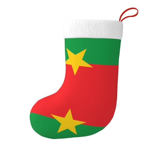 SMAZDFXX Chaussettes de Noël imprimées aux couleurs du drapeau du Burkina Faso, chaussettes décoratives pour les fêtes, à accrocher au sapin de Noël