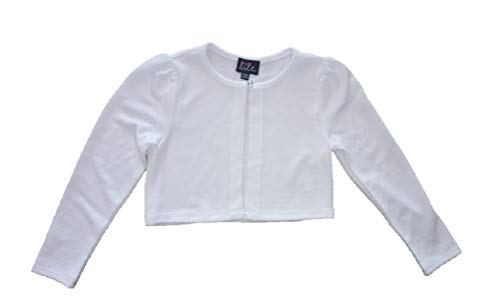 Lilt Girls One Button Long Sleeve Sweater Shrug - Black or White