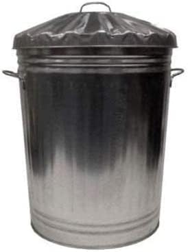 2x Large Galvanised Metal Bins with Dustbin Lids 95 Litre Bins Ideal for the Home, Kitchen Rubbish, Outdoor Bins, Animal Feed, Pet Food Bins - 95L