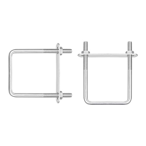 Image of DTGN M8x65x110mm(ThreadxWxL) Square U Bolt - 2Pack - Good for Trailer Pipe Replacement Parts - 304 Stainless Steel U Shape Bolts