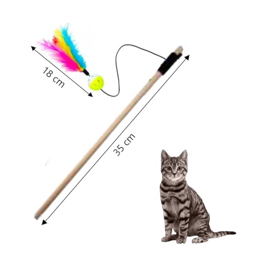 Genérico, Brinquedo Varinha Pena Bolinha Interativa Gato Pet C/Pena