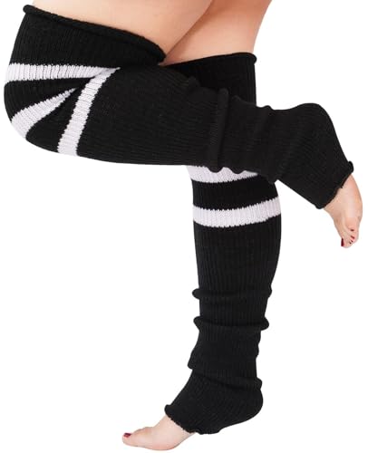Plus Size Leg Warmers for Women, Thigh High Over Knee Footless Socks, Knit Long Warmers