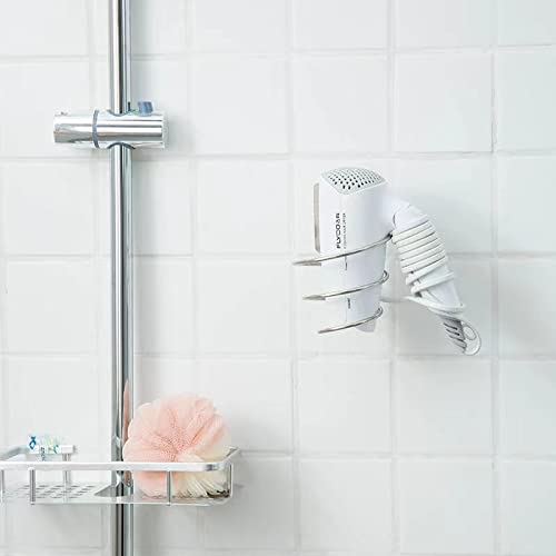 Hair Dryer Holder,Organizer Wall Mount Hair Blow Dryer Hanging Rack, Hanging Stand,Hair Dryer Holder Bathroom Wall Storage,Shelf Organizer Stand Hooks Dryer Stand (Silver(Steel)) - Image 7 thumbnail