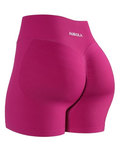 Image of AUROLA Influence Workout Shorts for Women,2.5 3.5 4.5 5.5 6.5 No Roll Up Squat Proof Scrunch Seamless Compression Gym Short