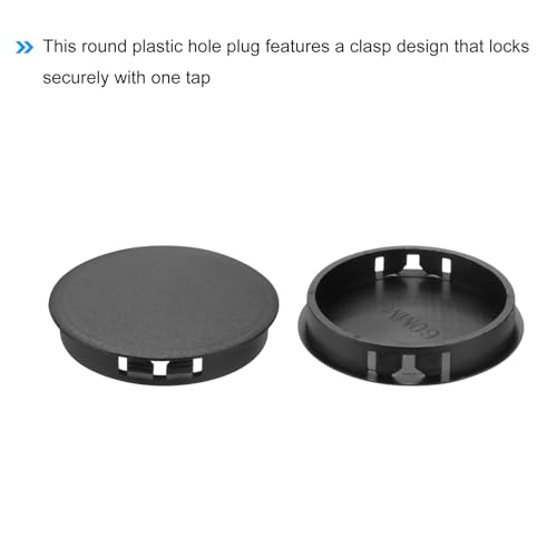 Image of MECCANIXITY 64PCS 55mm /2.17 inch Black Plastic Hole Plugs, Flush Type Panel Hole Plugs Insert End Caps for Locking Hole Tubes Furniture Cabinet