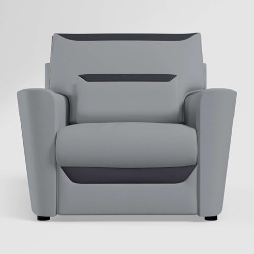 Image of GODREJ INTERIO Sofa ArcbayV2 1 Seater Synthetic Leather Sofa for Living Room, 3-Years Warranty, Solid Wood, Grey and Charcoal