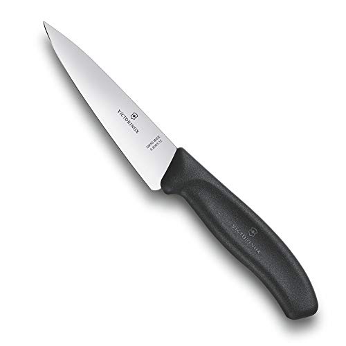 Victorinox Swiss Classic, Profi Tranchiermesser, Extra Scharfe Klinge, gerader Schliff, 12 cm, Kunststoffgriff, Rostfreier Stahl, schwarz