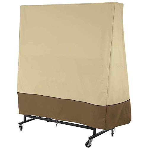 JQDZX Table Tennis Table Housse, Étanche, Résistance au Vent, Anti-UV, Résistant à la Déchirure, Bâche Housse de Protection, pour intérieur et extérieur (165x70x185cm,Rice Coffee) Cover